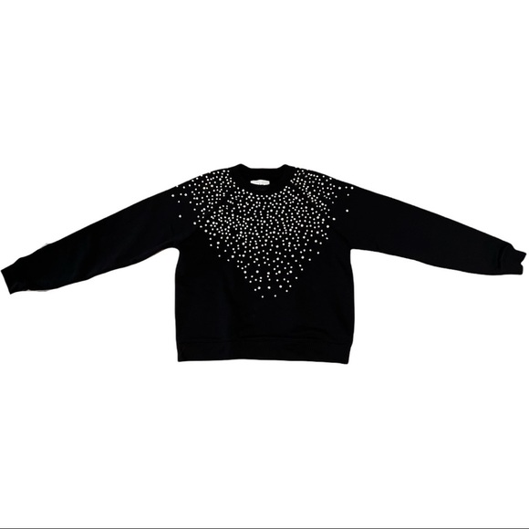ba&sh Cheek Noir Rhinestone Crewneck Sweatshirt, Black, Size M - Picture 5 of 16